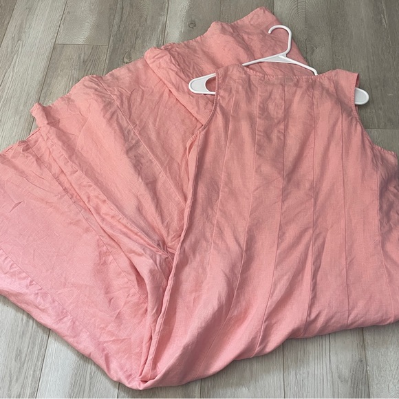 J.Jill Linen Dress pintuck midi womens Pink (large TALL) natural minimalist - Picture 4 of 6